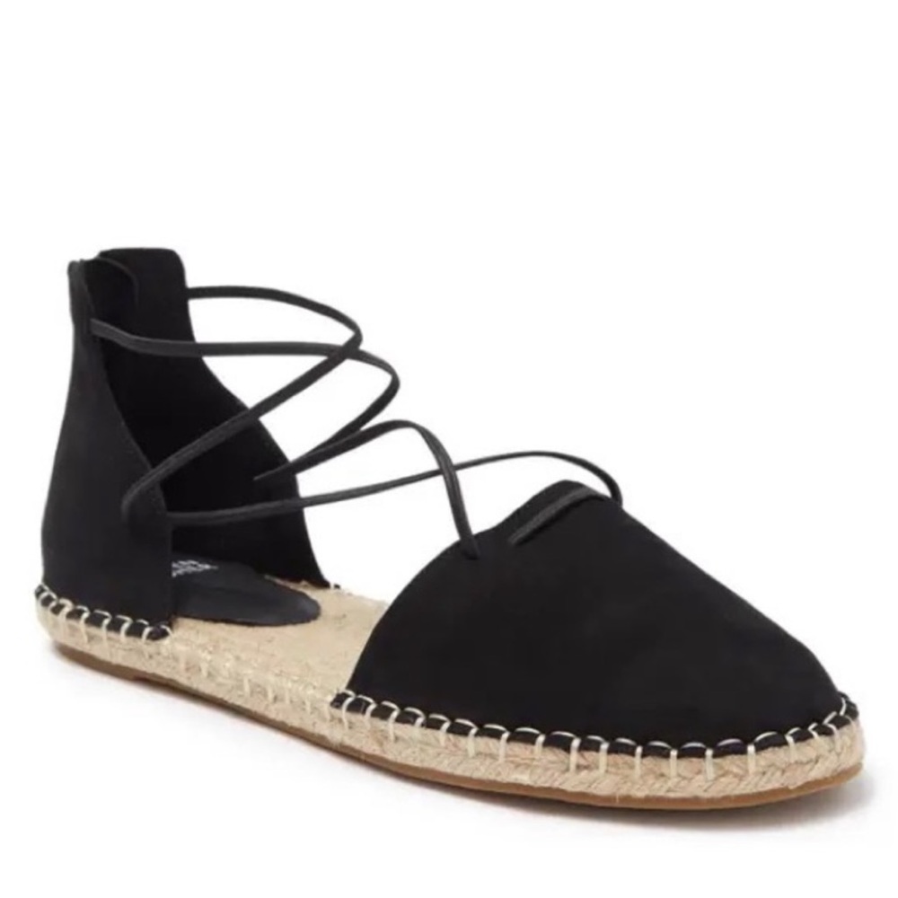 Eileen Fisher Black Suede Lace-Up Espadrilles Sandals 7.5